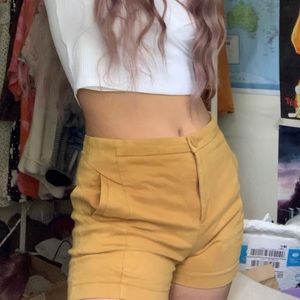 Suede yellow shorts